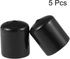 uxcell 5pcs Rubber End Caps 28mm ID Vinyl Round Tube Bolt Cap Cover Screw Thread Protectors Black