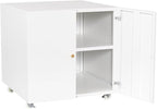 Print Mobile Printer Stand, Rolling Filing Cabinet, Lateral Office Filing Cabinet fits A4 or Letter Size for Home Office (White, H23.62)