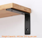 12 Inch Shelf Bracket Heavy Duty L Shelf Bracket 12 x 8 Inch Metal Shelf Bracket with Hardware, Black, 4 Pack