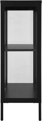 Sideboard Kitchen Buffet Storage Cabinet Storage Organizer, Black 29.5"x13.8"x41.3" Steel and Glass D320009C