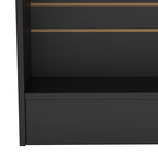 48” W ×20” D × 38” H - Ledge top Checkout Counter with Slatwall Display Front, Black Wooden Slat Wall Cash Register Stand,Retail Counter Display