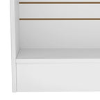 48” W ×20” D × 38” H - Ledge top Checkout Counter with Slatwall Display Front, White Wooden Slat Wall Cash Register Stand,Retail Counter Display
