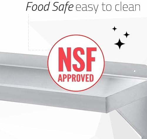 DuraSteel Stainless Steel Shelf - 72 Inch Wide x 12 Deep Commercial NSF Mounted Metal Wall Shelf Pantry Organizer Garage Storage Shelves - Rack Shelving Restaurant Kitchen Units Laundry Utility Room