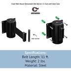 Crowd Control Warehouse - CCW Series WMB-120 Fixed Wall Mount Retractable Belt Barrier - 11 Foot, Yellow"Authorized Access ONLY" Belt with Black Steel Case