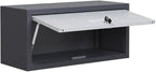 Metal Wall Mounted Cabinet with Up-flip Door, Lockable Heavy-duty Steel Wall Cabinet with lock, Floating Tool Storage Cabinet for Garage, Workshop,Warehouse, Assembly Required (Grey,13.58"H)