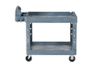 Rubbermaid Commercial Products BRUTE Heavy Duty 2-Shelf Utility/Service Cart, Medium, Lipped Shelves, Ergonomic Handle, 500 lbs. Capacity, Gray, for Warehouse/Garage/Cleaning/Maintenance/Stadiums