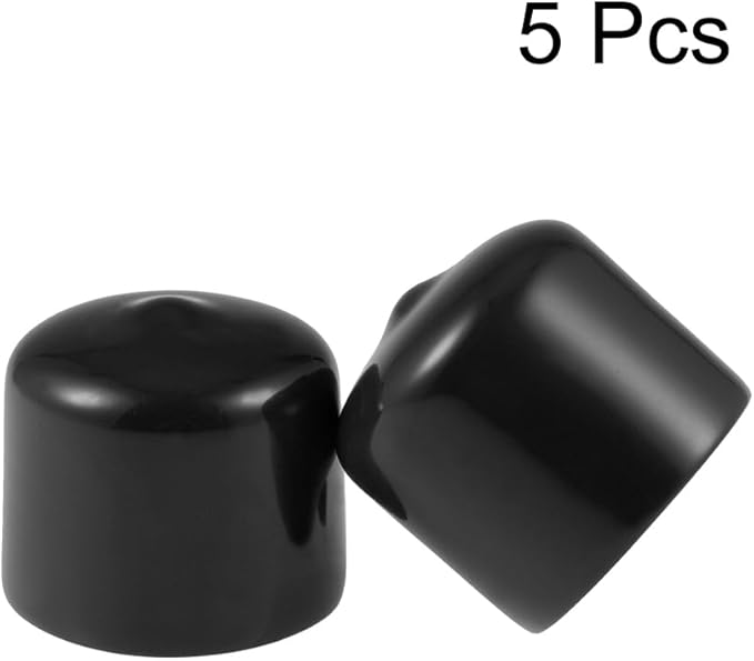 uxcell 5pcs Rubber End Caps 25mm ID Vinyl Round Tube Bolt Cap Cover Screw Thread Protectors Black