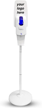 Kingdom Elite Series Automatic Touchless Hand Sanitizer Dispenser with Three Adjustable Dosage Settings Plus a White Metal Stand for Your Liquid and Gel Hand Sanitizers (Personalized)