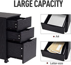HOMCOM 3 Drawer Mobile File Cabinet, Rolling Printer Stand, Vertical Filing Cabinet, Brown Wood Grain