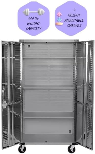Heavy Duty Storage Solid Stainless Steel Cabinet with Lockable, Adjustable Shelf, Metal Garage Organizer (Granite, 36" W x 18" D x 72" H)
