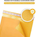 Kraft 12.5x19.5 Large Bubble Mailers #6 | Self Seal Padded Envelopes | Air Lined Cushioned Yellow Bubble Mailer | Usable Size 12.5x18 | 100 Pack Bulk | Lightweight shipping Bags | Made in USA