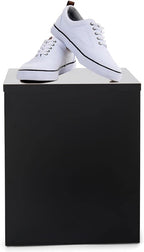 Displays2go Black Retail Display Pedestal with Collapsible Design – Black (WDCUBEBLK1)
