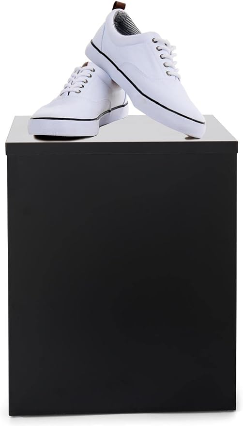 Displays2go Black Retail Display Pedestal with Collapsible Design – Black (WDCUBEBLK1)