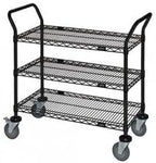 Omega 3 Tier Heavy Duty Rolling Utility Carts with Wheels and Handle Bar, NSF Certified 1200LBS, Commercial Serving Storage Cart for Warehouse Garage Kitchen, 21" Deep x 60" Wide x 39" High, Black