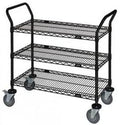 Omega 3 Tier Heavy Duty Rolling Utility Carts with Wheels and Handle Bar, NSF Certified 1200LBS, Commercial Serving Storage Cart for Warehouse Garage Kitchen, 21" Deep x 36" Wide x 39" High, Black