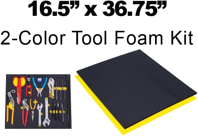 5S Tool Box Shadow Foam Organizers (2 Color) FITS Craftsman 113668 (16.5" x 36.75", Black Top/Yellow Bottom)…