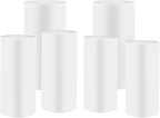 OUKANING 6 PCS Metal Display Pedestal Stands, White Cylinder Display Stands Pillars, Decoration Cube Sculpture Display Column for Wedding Party Baby Shower Birthday, H27.56'', 26'', 23.62''