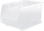 Akro-Mils 30260 AkroBins Plastic Storage Bins, Space-Saving Stackable Bins for Garage, Pantry, Craft Organization, 18" x 11" x 10", Clear, 6-Pack