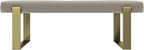 VANT Upholstered Bed Bench - Vintage Leather Dusty Taupe - Burnished Brass - Contemporary Modern, Bedroom Bench Seat, Hallway, or Entryway