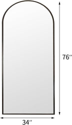 Floor Full Length Mirror, Arched Mirrors Full Length 76"x34" Freestanding Large & with Aluminum Frame&Wall Mounted & Hanging or Leaning& Full Body Mirror for Bedroom, Black