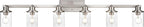 Yaohong 6-Light Track Lighting Kit Brushed Nickel Track Lighting Fixtures, Bathroom Wall Light Ceiling Mount Rotatable Spotlights, Kitchen Ceiling Light Fixtures with Glass Shade for Bathroom Hallway