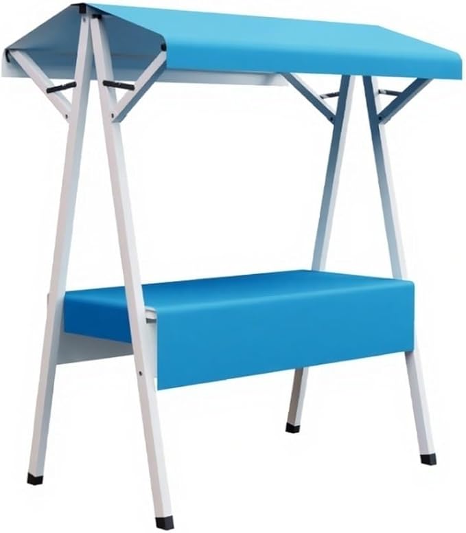 Foldable Food Cart for Business, Lightweight Farmers Market Stalls with Awning, Vendor's Stall Kiosk for Sale Hot Dog, Ice Cream, Food(Blue,70.9in)