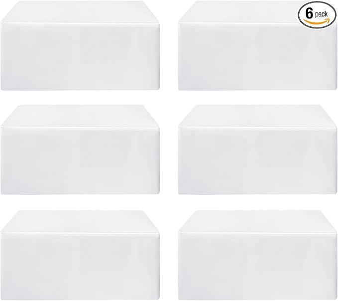 HolidayIdeas Fitted Table Clothes, 6 Pack - 48 x 24 Inch - White Rectangle Tablecloths for 4 Foot Tables, Polyester Fabric Tablecloth for Folding Table, Parties, Holiday Dinner, Wedding, Trade Show