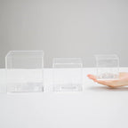 Clear Acrylic Geodes Rocks 3 Pegs Display Easel Stands Support Holder Box, Acrylic Display Case Box for Agate Slices Crystals Minerals Slab Fossil Coral Small Collectibles (Small-3x3x3in, 1Pcs)
