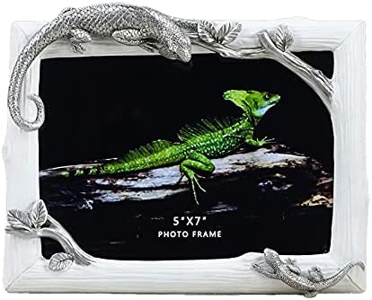 5x7 Inch Lizard Resin Picture Frame - Mother & Baby Wildlife Design, Decorative Tabletop Photo Display, Unique Home Décor Art