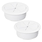 2 Pcs Desk Grommet 2-1/16" / 53 mm, Desk Hole Cover for Cables White, Cable Grommet ABS Plastic, Desk Hole Grommet for Home & Office Pc, Detachable Cable Cord Organizer