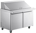 60-Inch Commercial 2-Door Mega Top Stainless Steel Refrigerated Sandwich Prep Table, 15 Cu. Ft. Capacity, with 11.5-Inch Cutting Board, Digital Control, ETL Certified