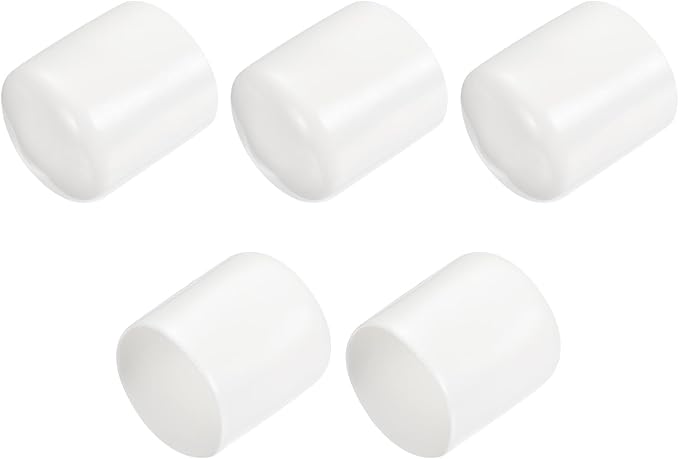 uxcell 5pcs Rubber End Caps 28mm ID Vinyl PVC Round Tube Bolt Cap Cover Screw Thread Protectors White