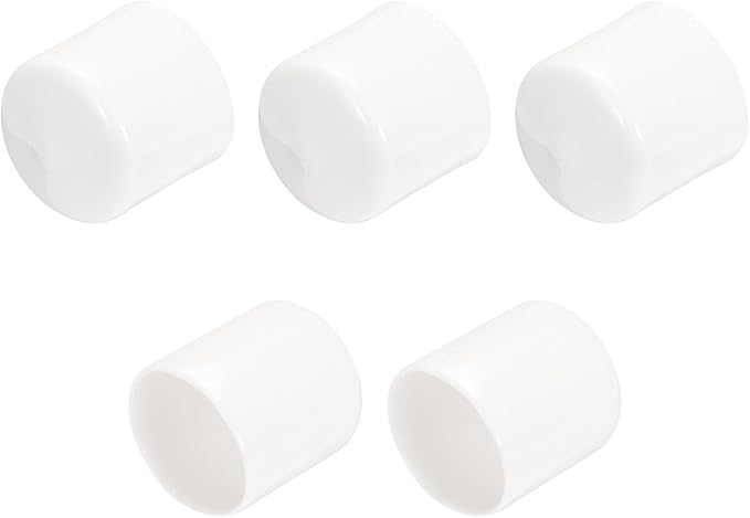 uxcell 5pcs Rubber End Caps 32mm ID Vinyl Round Tube Bolt Cap Cover Screw Thread Protectors White