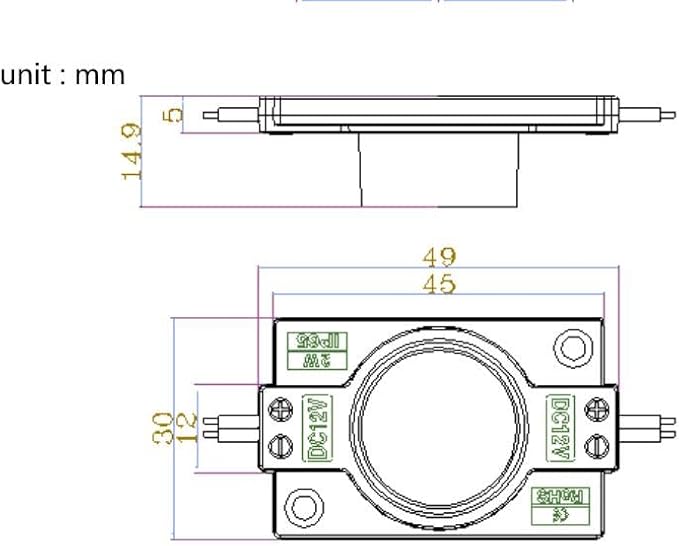 Q QINGCHEN Purple 12V LED Module with Lens 2.0W for Light Box with Tape Adhesive Back (20pcs Pack)