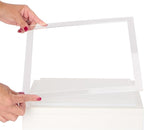 Displays2go Pedestal Display Stands with Contemporary Tiered Design and Recycled Acrylic Topper (PEDWDWH3)