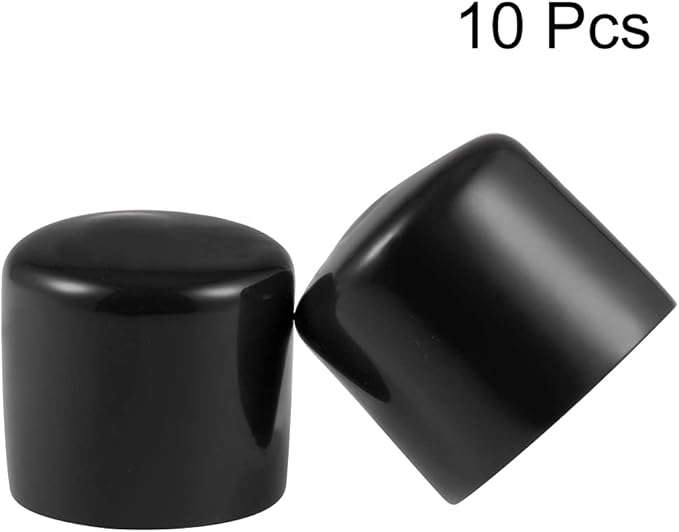 uxcell 10pcs Rubber End Caps 32mm(1 1/4-inch) ID Vinyl Round End Cap Cover Screw Thread Protectors Black