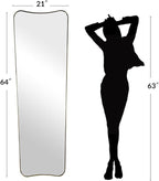 ANDY STAR Full Length Mirror 21" x 64", Gold Decorative Full Body Mirror with Stainless Steel Thin Frame, Italian Curved Edge Design, Wall Mount or Leaning for Bedroom, Cloakroom, Living Room