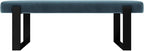 VANT Upholstered Bed Bench - Velvet Peacock Blue- Matte Black - Contemporary Modern, Bedroom Bench Seat, Hallway, or Entryway