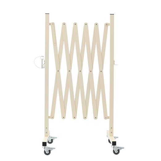 GYMTIME Expandable Metal Barricade, Portable Safety Barrier with Casters, Flexible Mobile Barrier Gate, Adjustable Temporary Fence for Garden Indoor,Airport,School, 8 Feet, Milkyellow