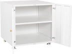 Metal Printer Stand with Storage, Heavy Duty 3D Printer Cabinet on Wheels for Home Office, Table for Printers with Adjustable Shelf Under Desk File Cabinet White 23.6''H