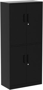 Yizosh Metal Storage Locking Cabinet with 4 Doors and 2 Adjustable Shelves,71" Lockable Garage Tall Steel Cabinet,for Home Office,Living Room,Pantry,Gym,Commercial Storage (Black)