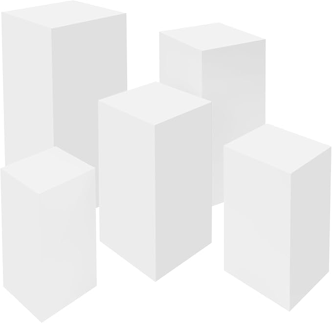 5 Pack Cake Pedestal Stands, Square Pedestal Display Plinth Pillars, Column Decoration Cube for Cake Shops, Dessert Shops, Weddings