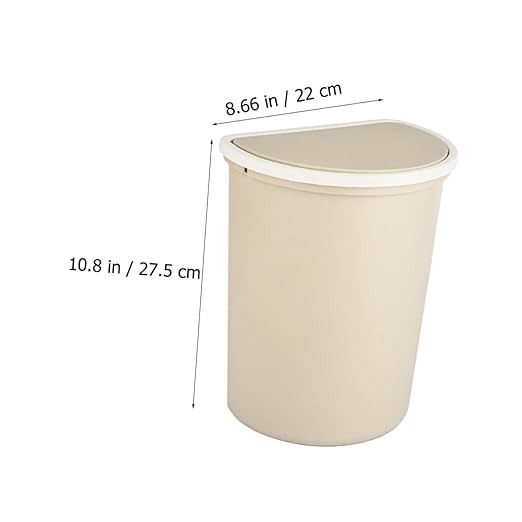 Hanging Wall-Mounted Trash Can Large Plastic Kitchen Waste Bin with Lid Practical Storage Container for Household Bedroom and Living Plastic Elegant Apricot Color