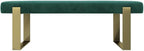 VANT Upholstered Bed Bench - Velvet Emerald Green - Burnished Brass - Contemporary Modern, Bedroom Bench Seat, Hallway, or Entryway