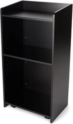 Displays2go Hostess Station, Hidden Wheels, Adjustable Shelf, Black (LCKDPHSBK)