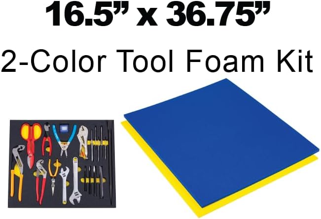 5S Tool Box Shadow Foam Organizers (2 Color) FITS Craftsman Model# 113668 (16.5" x 36.75", Blue Top/Yellow Bottom)…