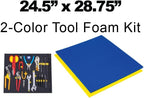 5S Tool Box Shadow Foam Organizers (2 Color) FITS STOR-LOC Tool CHESTS (24.50" x 28.75", Blue Top/Yellow Bottom)…