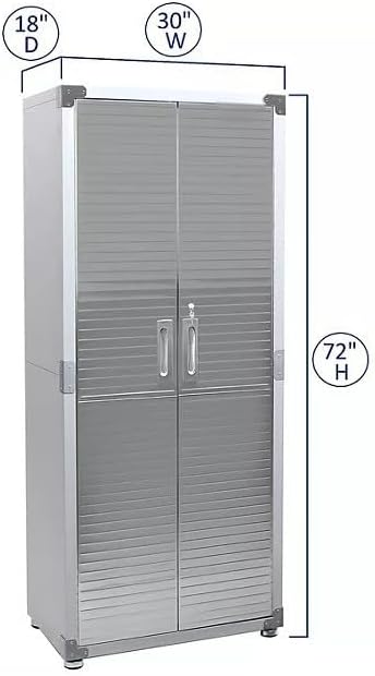 Heavy Duty Storage Solid Stainless Steel Cabinet with Lockable, Adjustable Shelf, Metal Garage Organizer (Granite, 30" W x 18" D x 72" H)