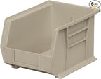 Akro-Mils 30239 AkroBins Plastic Storage Bins, Space-Saving Stackable Bins for Garage, Pantry, Craft Organization, 11-Inch x 8-Inch x 7-Inch, Stone, 6-Pack