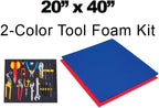 5S Tool Box Shadow Foam Organizers (2 Color) Custom Size (20" x 40", Blue Top/Red Bottom